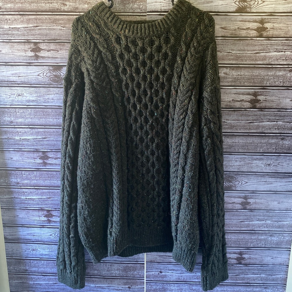 LL Bean Men's Fishermen's Sweater Size XL‎ Long-Sleeved Pullover 100% Wool
